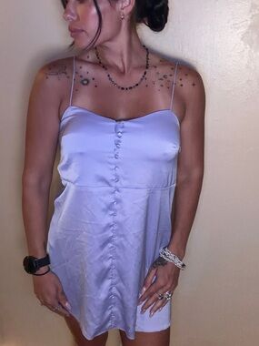 Urban Outfitters Lavender Satin Button-Front Slip Y2K fashion